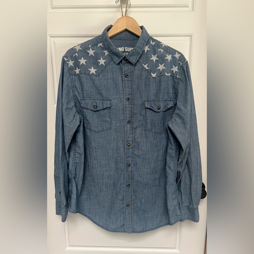 Mossimo Supply co. Starry Blue Denim Button-Up Shirt